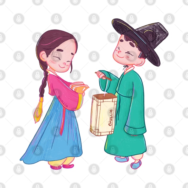 cute hanbok couple by Giullia - Yeppeunyeppeun Art