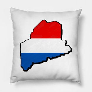 Red, White, and Blue Maine Outline Pillow