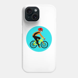 Cyclist, woman on a  yellow bike Phone Case