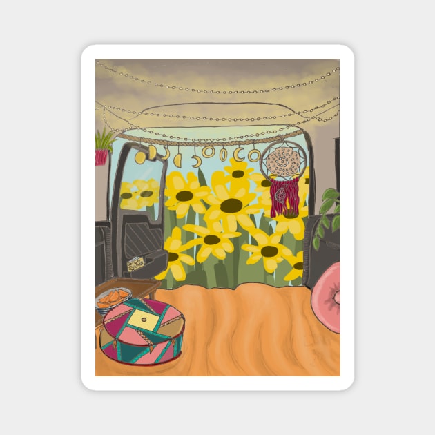 Camper Van Life - Sunflowers Magnet by Ethereal Designs