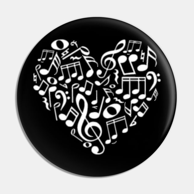 Music Lover Music Note Heart Pin by StacysCellar