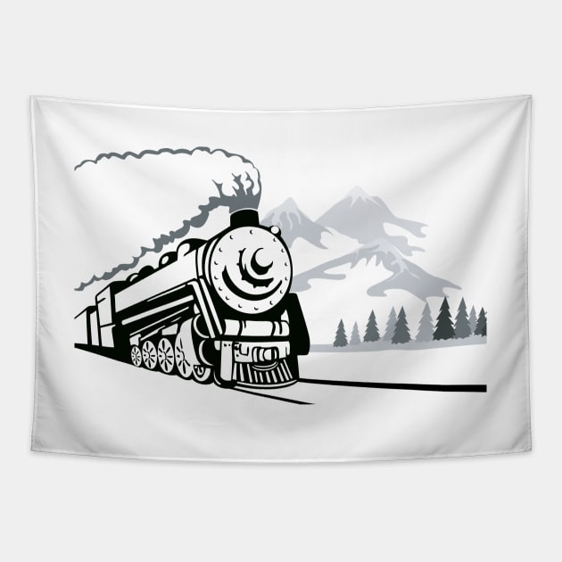 Steam Locomotive Retro Tapestry by retrovectors