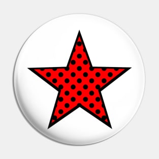 Black Polka Dots on Red Star Pin