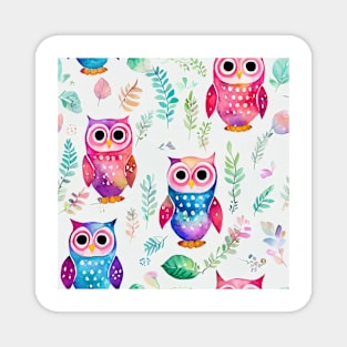 Watercolor owl pattern Magnet