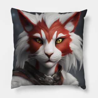 fantasy cat knight red Pillow