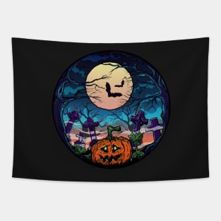 Spooky Halloween Pumpkin Tapestry