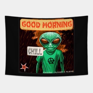 Funny Alien Chill Out Sci Fi Meme Tapestry