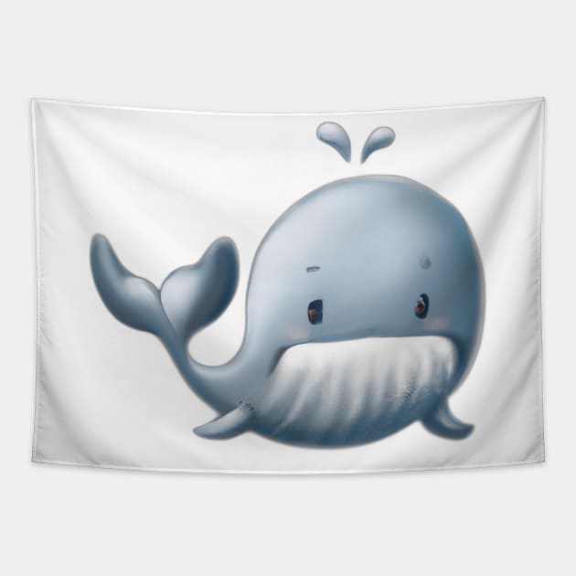 Cute Whale Drawing Tapestry by Play Zoo