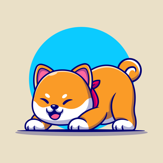 Cute Shiba Inu Dog Stretching Cartoon by Catalyst Labs