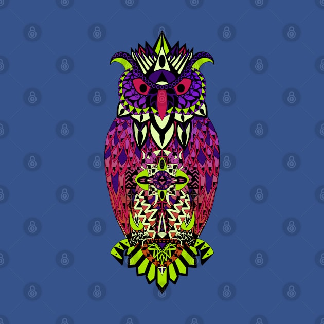 magical owl in boho style pattern ecopop by jorge_lebeau