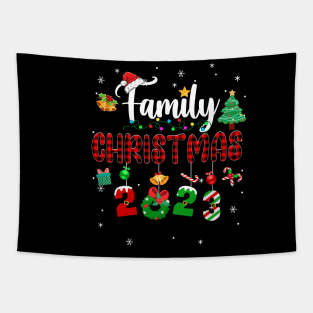 Family Christmas 2023 Matching Red Plaid Squad Santa Elf Tapestry