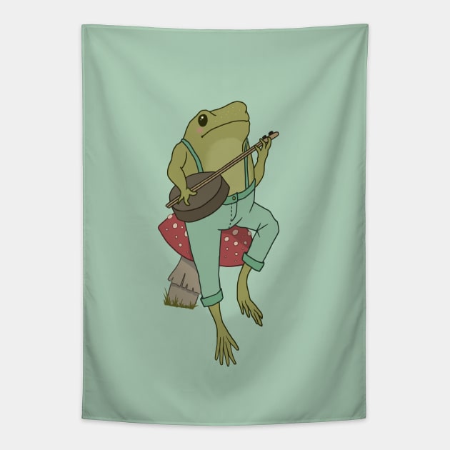 Cottagecore Froggy Art: World of Frogs, Mushrooms, and Magic Tapestry by Ministry Of Frogs