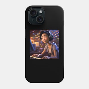 A Female Keyboard Player As A Pixar Cartoon Character Phone Case