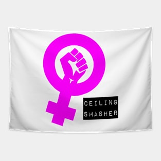 Feminist symbol CEILING SMASHER pink Tapestry