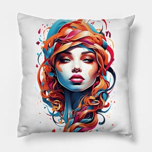 Women with Flowers in Her Hair: Blooming Beauty - Colorful Pillow