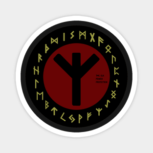 Red Elhaz Futhark Rune Symbol Magnet