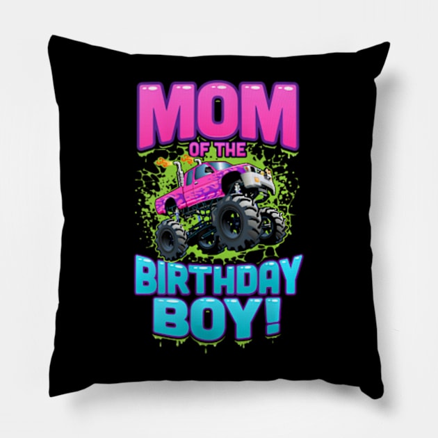 Womens Monster Truck Mom Of The Birthday Boy Pillow by Zoe Hill Autism