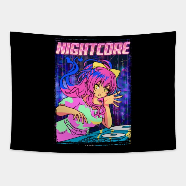 Aesthetic Nightcore Japanese Music Anime Girl EDM Tapestry by theperfectpresents