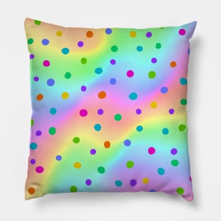 Blurry Rainbow Wavy Stripy Design with Dots Pillow