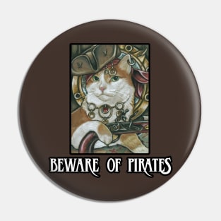 Pirate Cat - Design 1 - Beware of Pirates Pin