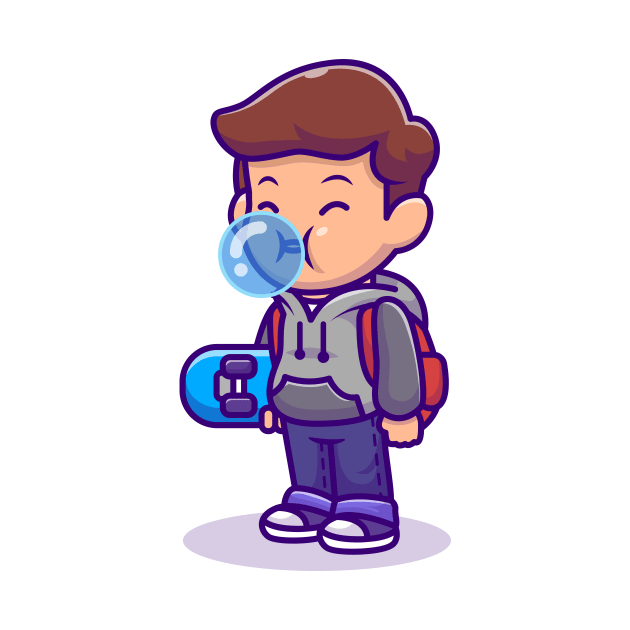 Cute Skater Boy Blowing Candy Bubble by Catalyst Labs