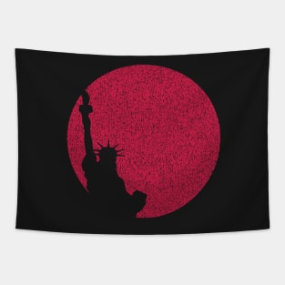 Minimalist Distressed Red Sun Statue of Liberty Tapestry
