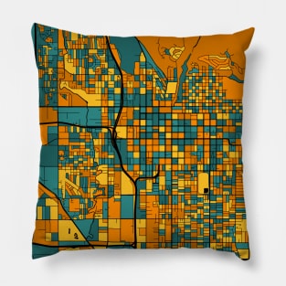 Salt Lake City Map Pattern in Orange & Teal Pillow