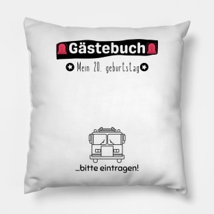 Guest Book Fire Department Design - Funny 20th Birthday Pillow