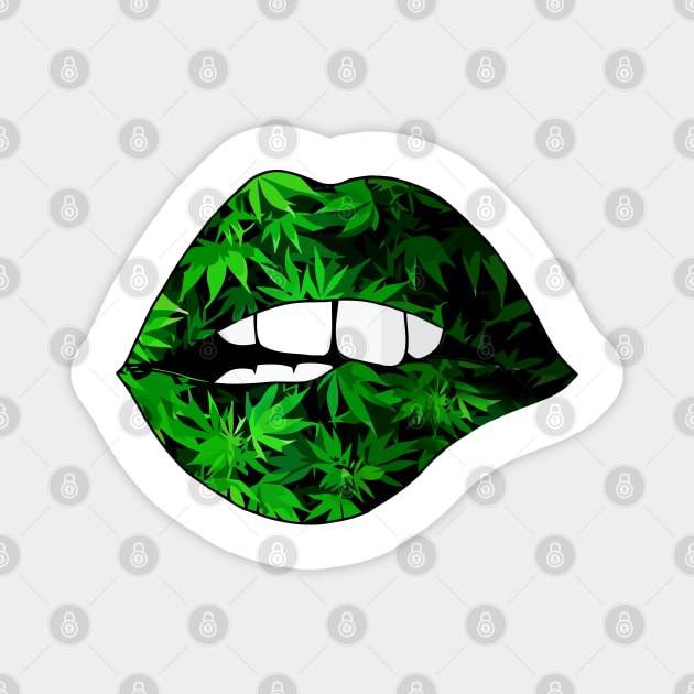 Funny Sexy Lips Cannabis Marijuana Magnet by Teeeshirt