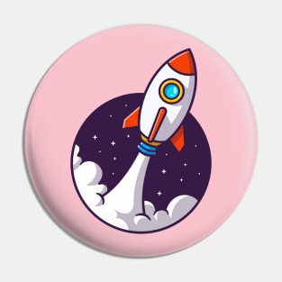 Rocket Launching Cartoon Pin