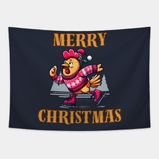Chicken Merry Christmas Tapestry