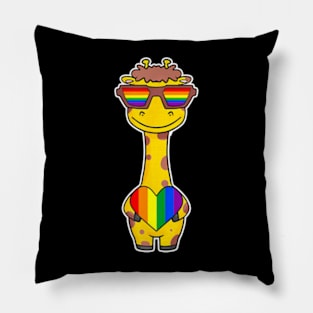 Gay Pride LGBT  Giraffe LGBT Heart Animal Pillow