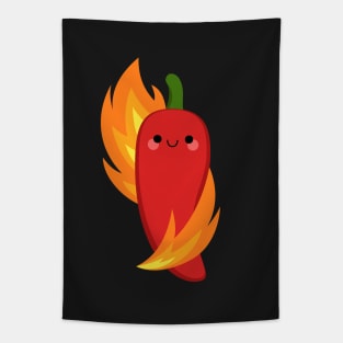 Red chili peppers and fire Tapestry