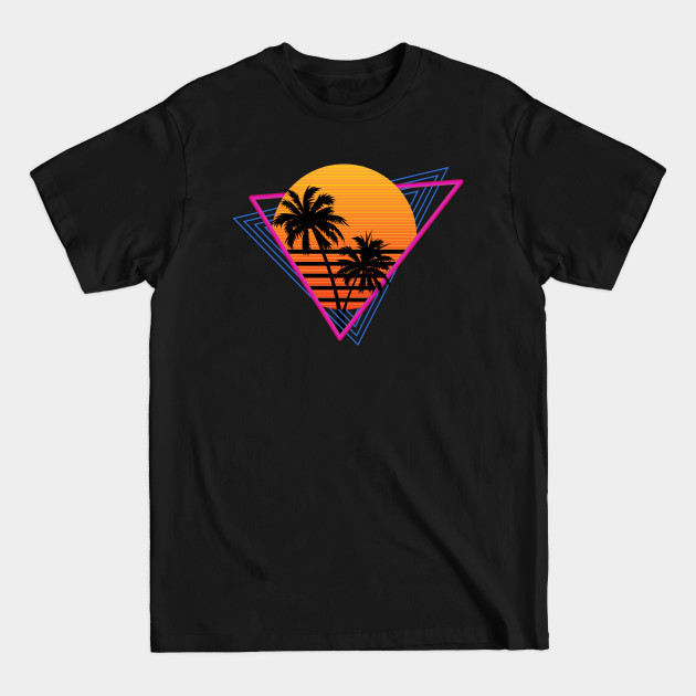 Discover Retro Synthwave Inspired 80s Triangle Design - Synthwave - T-Shirt
