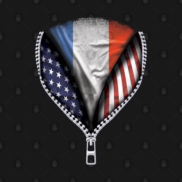 French Flag  France Flag American Flag Zip Down - Gift for French From France by Country Flags