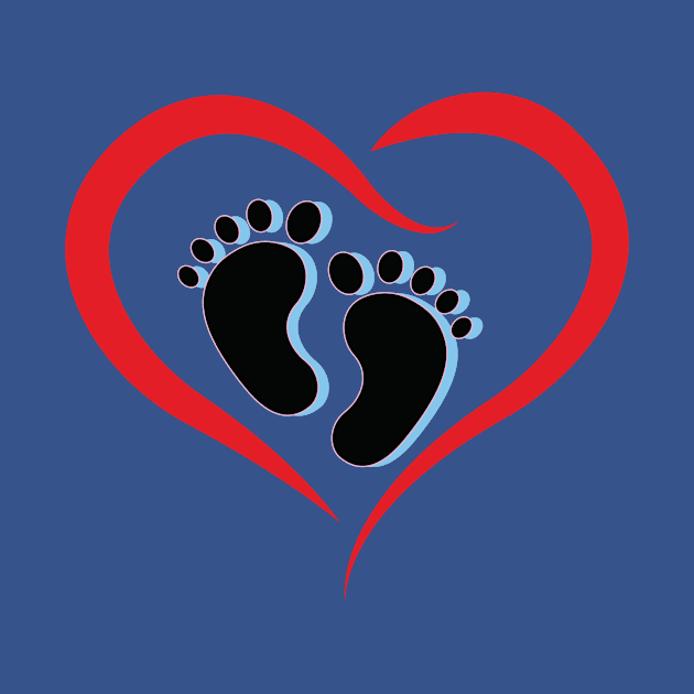 Feet in a HEART Maternity T-shirt Baby Boy by KazSells