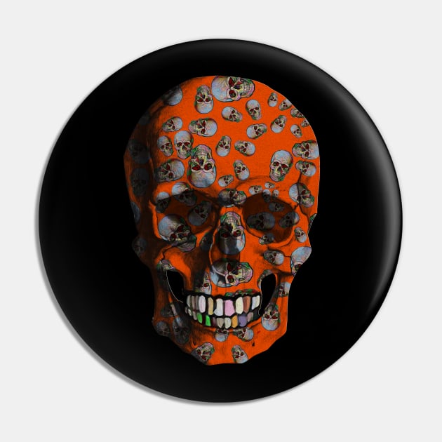 Orange Skull Pin by zuzugraphics