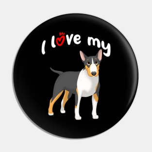 I Love My Black, Tan & White Bull Terrier Dog Pin