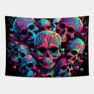 Neon Skull Head Art design #1 by Farbrausch Art 2023. Tapestry