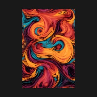 warm colorful swirly paint waves T-Shirt