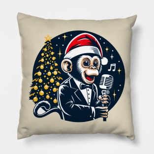 Singing Monkey Christmas Pillow