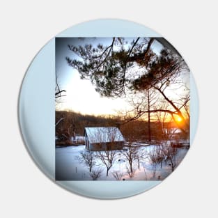 Winter Homestead Sunset Pin