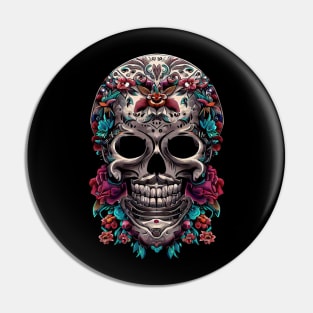 flowery skull Pin