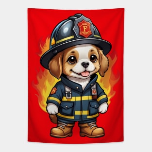 A cute Dalmatian dog dressed up as a firefighter Tapestry