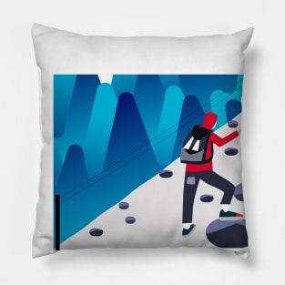 Man hiking in winter season - hiking Pillow