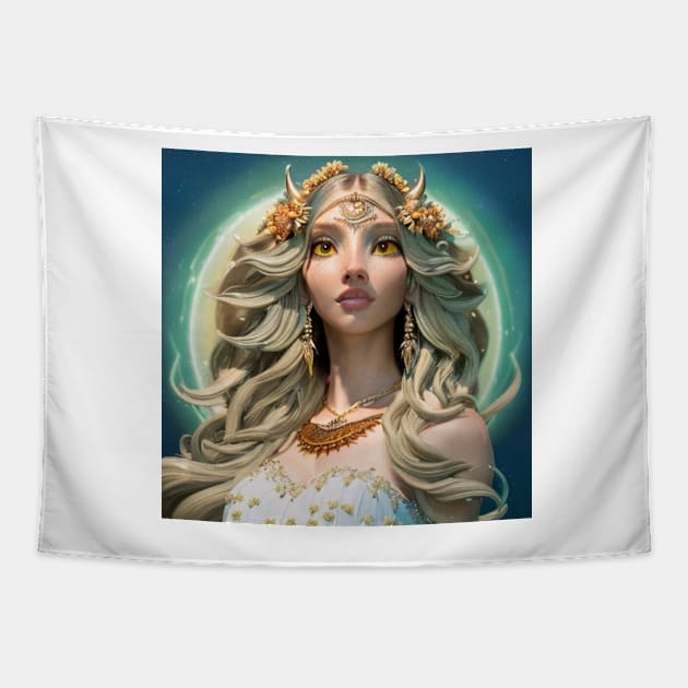 Photorealistic Owl Goddess Tapestry by Zachariya420