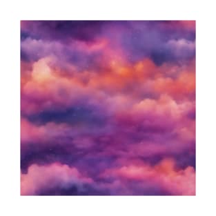 Purple, Pink And Orange Clouds With Stars T-Shirt