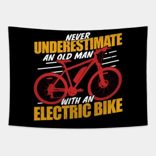 Electric Bike E-Bike Bicycle Cyclist Old Man Gift Tapestry