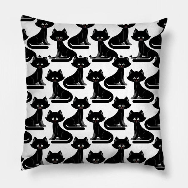 Black Cat pattern Pillow by Theblackberry