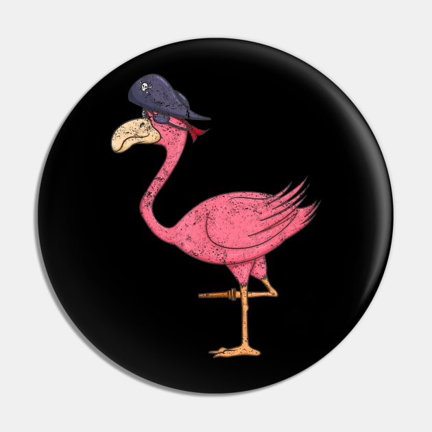 Pirate Pink Flamingo With Eyepatch Halloween Pin by Hensen V parkes